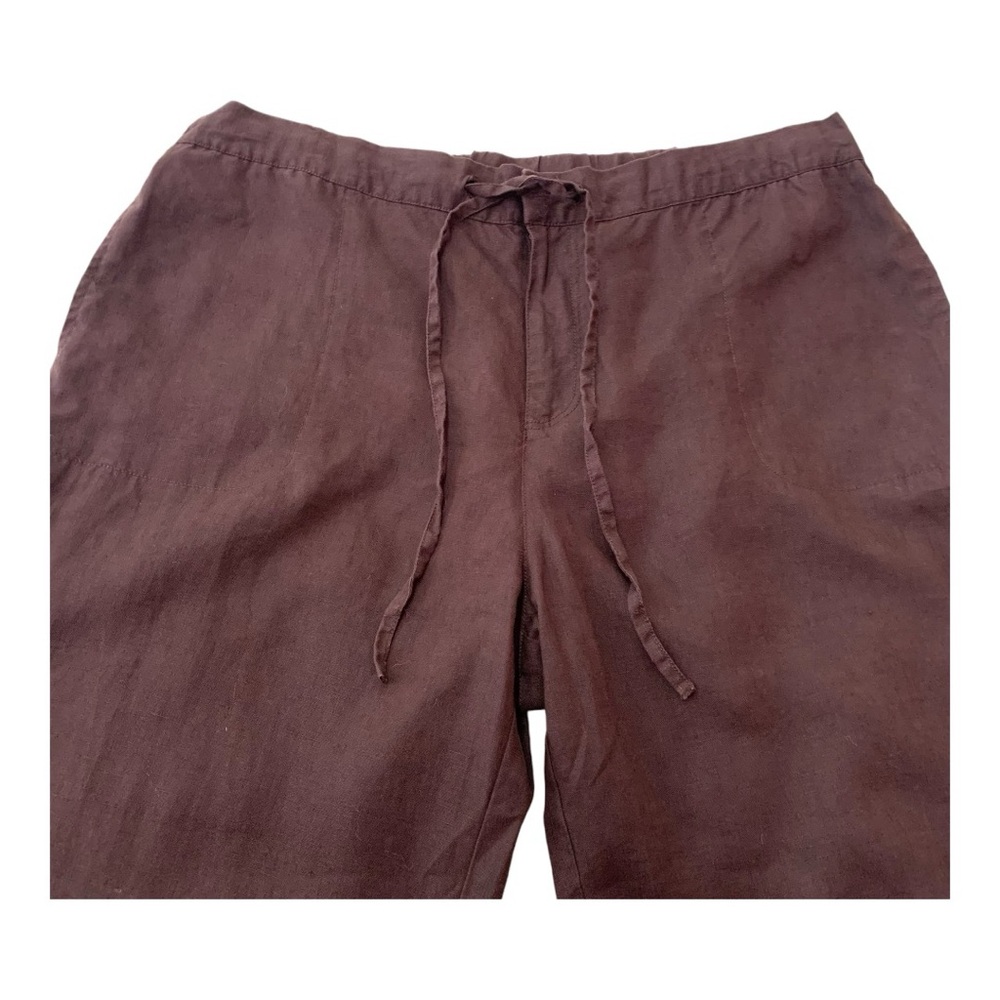 Ann Harvey 100% Linen Wide Leg Pants in Dark Brown Size 16
